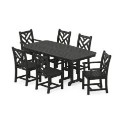 POLYWOOD Chippendale 7-Piece Dining Set with Nautical Table 11 POLYWOOD Chippendale 7-Piece Dining Set with Nautical Table -VERMONT WOODS Chippendale 7 Piece Dining Set PWS121 1 BL Black