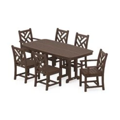 POLYWOOD Chippendale 7-Piece Dining Set with Nautical Table 13 POLYWOOD Chippendale 7-Piece Dining Set with Nautical Table -VERMONT WOODS Chippendale 7 Piece Dining Set PWS121 1 MA Mahogany
