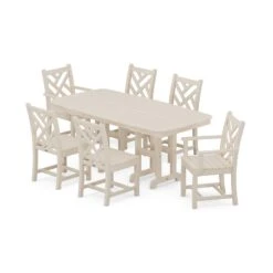 POLYWOOD Chippendale 7-Piece Dining Set with Nautical Table 14 POLYWOOD Chippendale 7-Piece Dining Set with Nautical Table -VERMONT WOODS Chippendale 7 Piece Dining Set PWS121 1 SA Sand