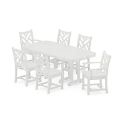 POLYWOOD Chippendale 7-Piece Dining Set with Nautical Table 15 POLYWOOD Chippendale 7-Piece Dining Set with Nautical Table -VERMONT WOODS Chippendale 7 Piece Dining Set PWS121 1 WH White