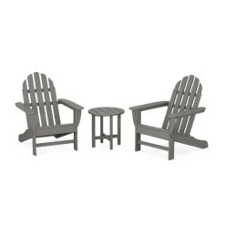 POLYWOOD Classic Adirondack 3-Piece Set 14 POLYWOOD Classic Adirondack 3-Piece Set -VERMONT WOODS Classic Adirondack 3 Piece Set PWS417 1 GY Slate Grey