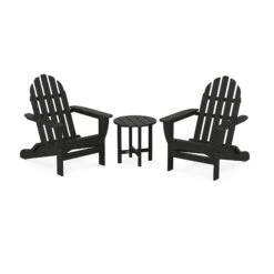 POLYWOOD Classic Folding Adirondack 3-Piece Set -VERMONT WOODS Classic Folding Adirondack 3 Piece Set PWS214 1 BL Black