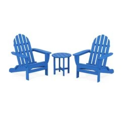 POLYWOOD Classic Folding Adirondack 3-Piece Set -VERMONT WOODS Classic Folding Adirondack 3 Piece Set PWS214 1 PB Pacific Blue