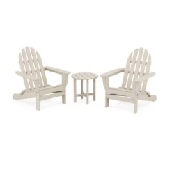 POLYWOOD Classic Folding Adirondack 3-Piece Set -VERMONT WOODS Classic Folding Adirondack 3 Piece Set PWS214 1 SA Sand