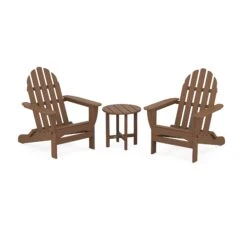 POLYWOOD Classic Folding Adirondack 3-Piece Set -VERMONT WOODS Classic Folding Adirondack 3 Piece Set PWS214 1 TE Teak