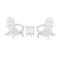 POLYWOOD Classic Folding Adirondack 3-Piece Set -VERMONT WOODS Classic Folding Adirondack 3 Piece Set PWS214 1 WH White