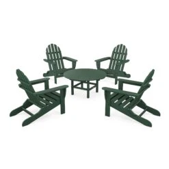 POLYWOOD Classic Folding Adirondack 5-Piece Conversation Group 23 POLYWOOD Classic Folding Adirondack 5-Piece Conversation Group -VERMONT WOODS Classic Folding Adirondack 5 Piece Conversation Group PWS119 1 GR Green