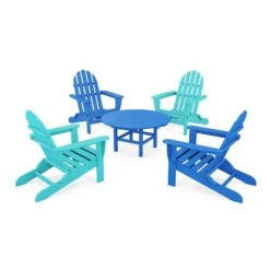 POLYWOOD Classic Folding Adirondack 5-Piece Conversation Group 29 POLYWOOD Classic Folding Adirondack 5-Piece Conversation Group -VERMONT WOODS Classic Folding Adirondack 5 Piece Conversation Group PWS119 1 PBAR Pacific Blue Aruba
