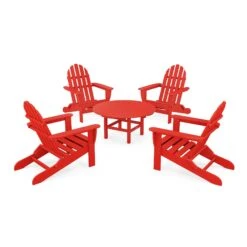 POLYWOOD Classic Folding Adirondack 5-Piece Conversation Group 25 POLYWOOD Classic Folding Adirondack 5-Piece Conversation Group -VERMONT WOODS Classic Folding Adirondack 5 Piece Conversation Group PWS119 1 SR Sunset Red