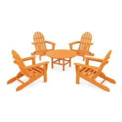 POLYWOOD Classic Folding Adirondack 5-Piece Conversation Group 26 POLYWOOD Classic Folding Adirondack 5-Piece Conversation Group -VERMONT WOODS Classic Folding Adirondack 5 Piece Conversation Group PWS119 1 TA Tangerine