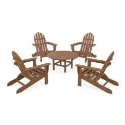 POLYWOOD Classic Folding Adirondack 5-Piece Conversation Group 19 POLYWOOD Classic Folding Adirondack 5-Piece Conversation Group -VERMONT WOODS Classic Folding Adirondack 5 Piece Conversation Group PWS119 1 TE Teak