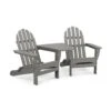 POLYWOOD Classic Folding Adirondack Chairs & Connecting Table Set -VERMONT WOODS Classic Folding Adirondacks with Connecting Table