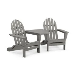 POLYWOOD Classic Folding Adirondack Chairs & Connecting Table Set