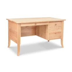 Handcrafted Solid Wood Small Executive Desk with Built-In Storage -VERMONT WOODS Classic Shaker Flare Leg Small Wood Executive Desk Natural Maple