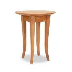 Classic Shaker Round Flare Leg Solid Wood End Table 13 Classic Shaker Round Flare Leg Solid Wood End Table -VERMONT WOODS Classic Shaker Round Flare Leg End Table 18 Inch Natural Cherry