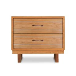 Contemporary Solid Hardwood 2-Drawer Chest with Industrial Cable Pulls