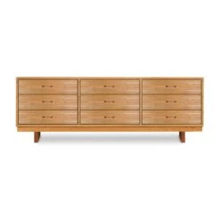 Contemporary Handcrafted Solid Wood 9-Drawer Dresser with Cable Pulls