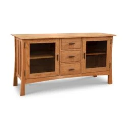 Solid Wood 3-Drawer Media Console - Handcrafted TV Stand