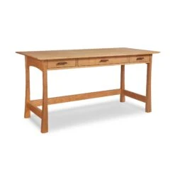 Solid Wood Contemporary Craftsman Library Desk - Handcrafted Vermont Writing Desk