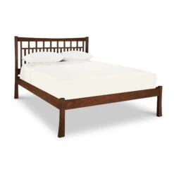 Handcrafted Solid Wood Contemporary Craftsman Bed with Low Footboard -VERMONT WOODS Contemporary Craftsman Low Footboard Bed Queen Natural Walnut