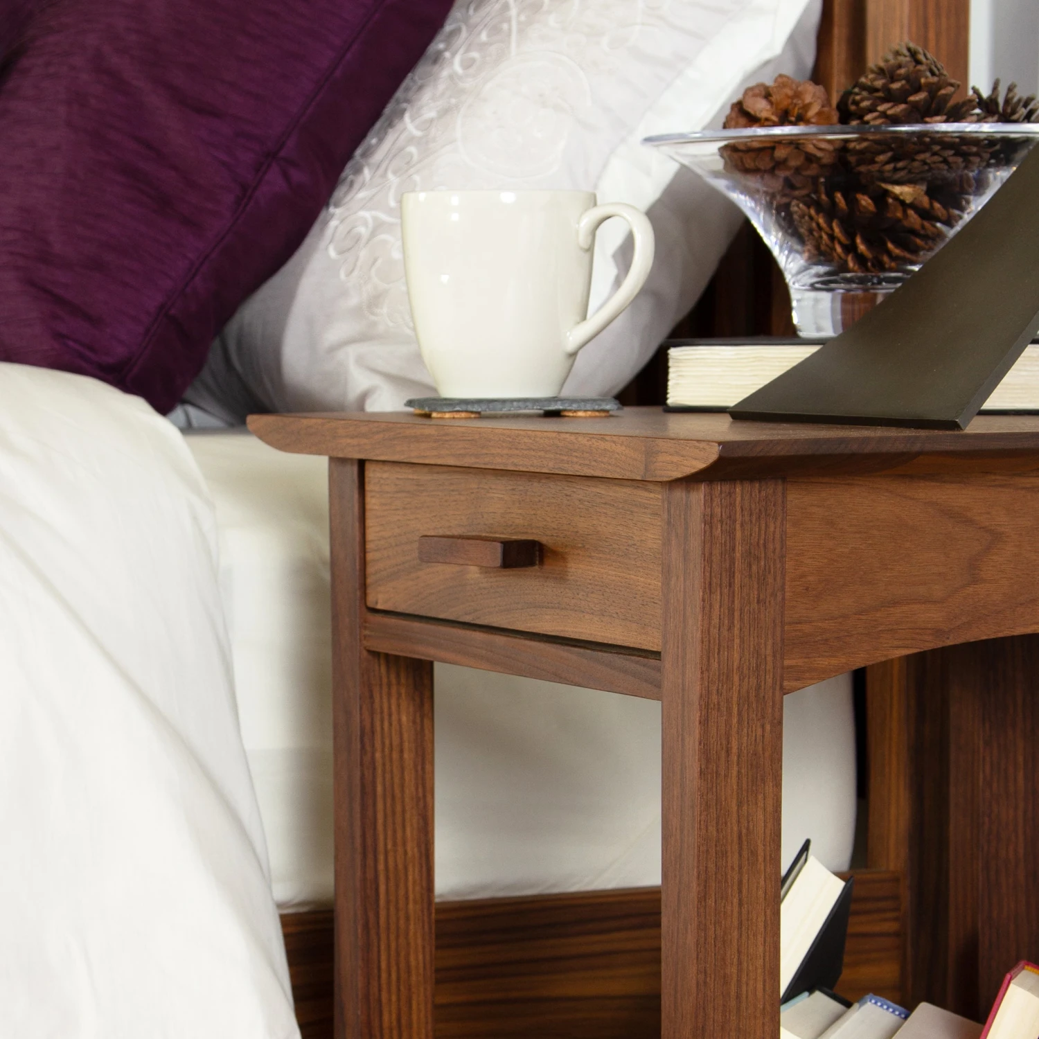 Contemporary Craftsman Solid Wood Nightstand with Storage Shelf 8 Contemporary Craftsman Solid Wood Nightstand with Storage Shelf - Image 6