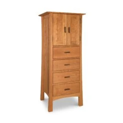 Contemporary Craftsman Tall Storage Chest - Solid Wood & Narrow Profile