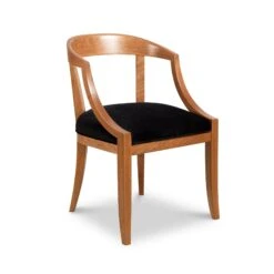 Dorset Natural Cherry Wood Dining Chair with Black Upholstery