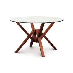 Copeland Exeter Round Glass Top Table -VERMONT WOODS Exeter Cherry Round Glass Top Table 48 Inch Cognac Cherry