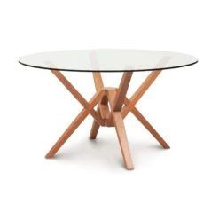 Copeland Exeter Round Glass Top Table -VERMONT WOODS Exeter Cherry Round Glass Top Table 54 Inch Natural Cherry