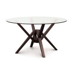 Copeland Exeter Round Glass Top Table -VERMONT WOODS Exeter Cherry Round Glass Top Table 54 Inch Smoke Cherry