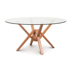 Copeland Exeter Round Glass Top Table -VERMONT WOODS Exeter Cherry Round Glass Top Table 60 Inch Natural Cherry