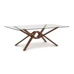 Copeland Exeter Rectangular Glass Top Dining Table -VERMONT WOODS Exeter Walnut Glass Top Rectangular Table 48x84 ab0601e5 0589 4762 be60 a34c521f933b