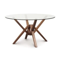 Copeland Exeter Round Glass Top Table -VERMONT WOODS Exeter Walnut Round Glass Top Table 54 Inch