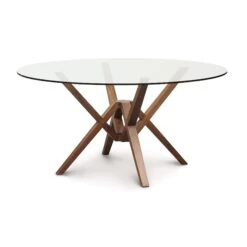 Copeland Exeter Round Glass Top Table -VERMONT WOODS Exeter Walnut Round Glass Top Table 60 Inch