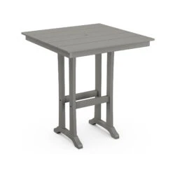 POLYWOOD Farmhouse Trestle 37" Bar Table -VERMONT WOODS Farmhouse Trestle 37 Inch Bar Table PLB81 T1L1GY Slate Grey