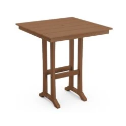 POLYWOOD Farmhouse Trestle 37" Bar Table -VERMONT WOODS Farmhouse Trestle 37 Inch Bar Table PLB81 T1L1TE Teak