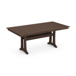 POLYWOOD Farmhouse Trestle 37" x 72" Dining Table -VERMONT WOODS Farmhouse Trestle 37x72 Dining Table PL83 T1L1MA Mahogany