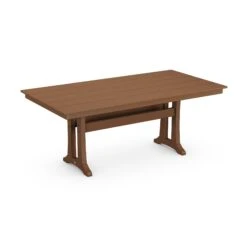 POLYWOOD Farmhouse Trestle 37" x 72" Dining Table -VERMONT WOODS Farmhouse Trestle 37x72 Dining Table PL83 T1L1TE Teak