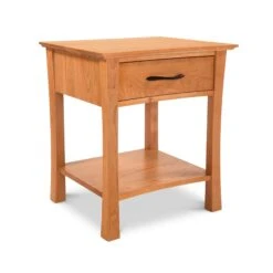 Green Mountain 1-Drawer Open Shelf Nightstand - Handcrafted Wood Bedside Table