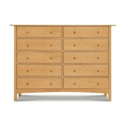 Heartwood Shaker 10-Drawer Modern Solid Wood Dresser -VERMONT WOODS Heartwood Shaker 10 Drawer Dresser Natural Maple