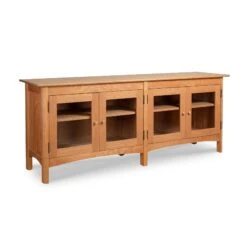 Heartwood Shaker 4-Door Extra Wide Solid Wood Console Bookcase 26 Heartwood Shaker 4-Door Extra Wide Solid Wood Console Bookcase -VERMONT WOODS Heartwood Shaker 4 Door Console Natural Cherry Glass Doors