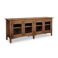 Heartwood Shaker 4-Door Extra Wide Solid Wood Console Bookcase 28 Heartwood Shaker 4-Door Extra Wide Solid Wood Console Bookcase -VERMONT WOODS Heartwood Shaker 4 Door Console Natural Cherry Glass Doors Natural Walnut