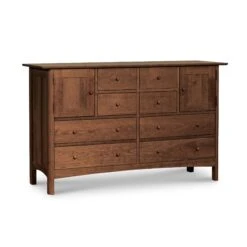 Heartwood Shaker 8-Drawer 2-Door Dresser - Handcrafted Solid Wood -VERMONT WOODS Heartwood Shaker 8 Drawer 2 Door Dresser Natural Walnut