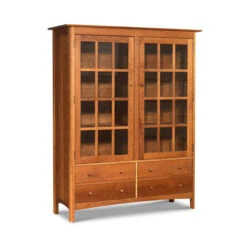 Heartwood Shaker China Cabinet and Glass Door Bookcase