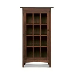Heartwood Shaker Glass Door Bookcase - Handcrafted in Vermont -VERMONT WOODS Heartwood Shaker Glass Door Bookcase Hinge Left Natural Walnut
