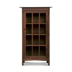 Heartwood Shaker Glass Door Bookcase - Handcrafted in Vermont -VERMONT WOODS Heartwood Shaker Glass Door Bookcase Hinge Right Natural Walnut