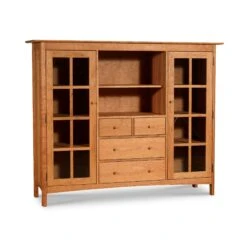 Heartwood Shaker Home Office Center Cabinet with Glass Doors