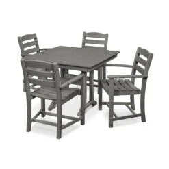 POLYWOOD La Casa Cafe 5-Piece Farmhouse Trestle Arm Chair Dining Set -VERMONT WOODS La Casa Cafe 5 Piece Farmhouse Trestle Arm Chair Dining Set PWS437 1 GY Slate Grey