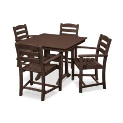 POLYWOOD La Casa Cafe 5-Piece Farmhouse Trestle Arm Chair Dining Set -VERMONT WOODS La Casa Cafe 5 Piece Farmhouse Trestle Arm Chair Dining Set PWS437 1 MA Mahogany