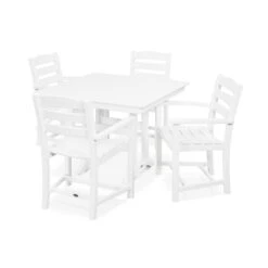 POLYWOOD La Casa Cafe 5-Piece Farmhouse Trestle Arm Chair Dining Set -VERMONT WOODS La Casa Cafe 5 Piece Farmhouse Trestle Arm Chair Dining Set PWS437 1 WH White